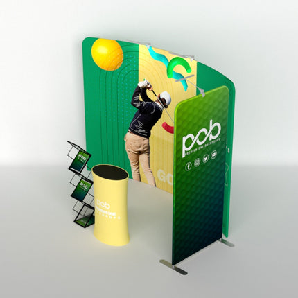 10x10ft Trade Show Booth Kit with C-Shaped Backdrop, Literature Rack & Counter