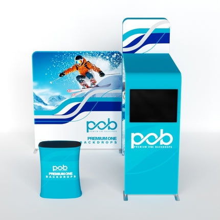 10x10ft Trade Show Booth Kit with Arch Backdrop, TV Mount & Counter