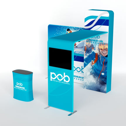 10x10ft Trade Show Booth Kit with Arch Backdrop, TV Mount & Counter