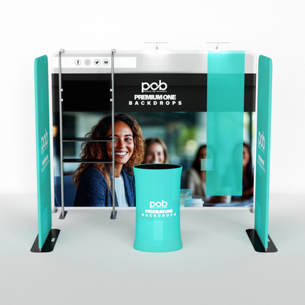 10x10ft Fabric Trade Show Booth Kit with Counter and Side Banners