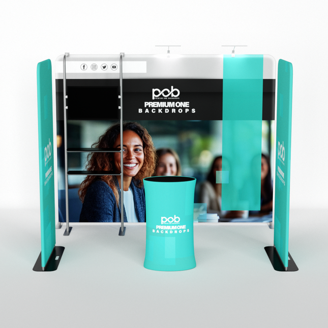 10x10ft Fabric Trade Show Booth Kit with Counter and Side Banners