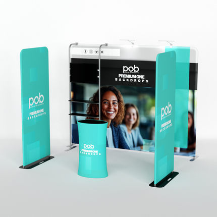 10x10ft Fabric Trade Show Booth Kit with Counter and Side Banners