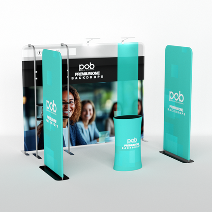 10x10ft Fabric Trade Show Booth Kit with Counter and Side Banners
