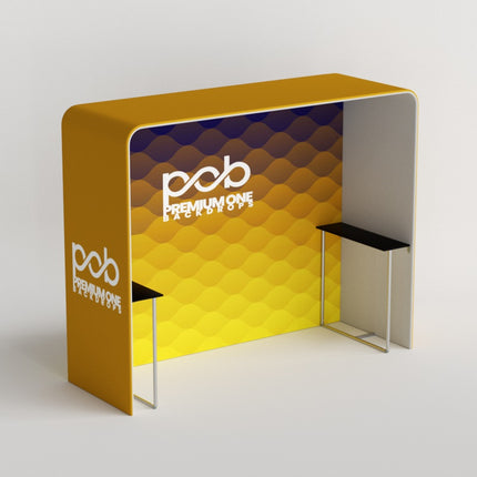 Square Arch Trade Show Booth with Built-In Shelf